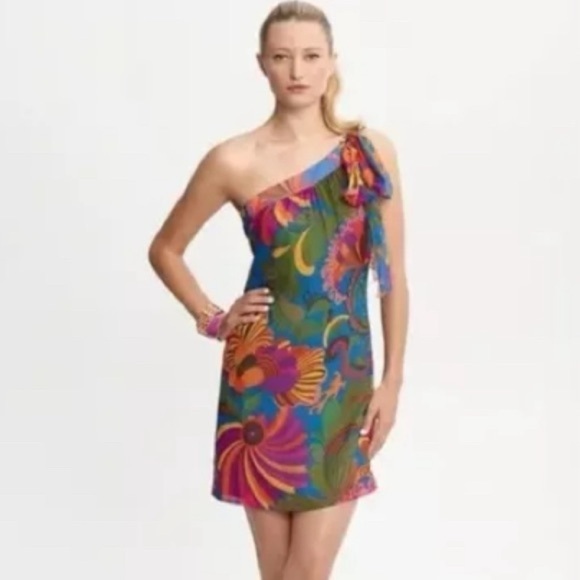 Banana Republic X Trina Turk Coachella Floral Silk One Shoulder Dress, size 0 - Picture 13 of 14